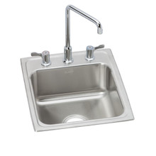 ELKAY  LH1722C Lustertone Classic Stainless Steel 17" x 22" x 7-5/8", 3-Hole Single Bowl Drop-in Bathroom Sink + Faucet Kit