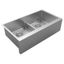 ELKAY  EFRUFFA3417DBG Crosstown 16 Gauge Stainless Steel 35-7/8" x 20-1/4" x 9" Equal Double Bowl Tall Farmhouse Sink Kit with Aqua Divide