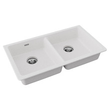 ELKAY  ELGUAD3319PDWH0 Quartz Classic 33" x 18-1/2" x 5-1/2", Double Bowl Undermount ADA Sink with Perfect Drain, White