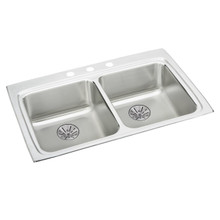 ELKAY  LRAD332265PD0 Lustertone Classic Stainless Steel 33" x 22" x 6-1/2", Equal Double Bowl Drop-in ADA Sink with Perfect Drain