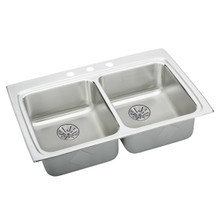 ELKAY  LRADQ332265PD0 Lustertone Classic Stainless Steel 33" x 22" x 6-1/2", Equal Double Bowl Drop-in ADA Sink with Perfect Drain