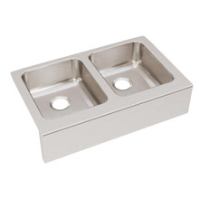 ELKAY  ELUHF3320 Lustertone Classic Stainless Steel 33" x 20-1/2" x 7-7/8", Equal 0-Hole Double Bowl Farmhouse Sink
