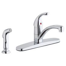 ELKAY  LK1001CR Everyday Four Hole Deck Mount Kitchen Faucet with Lever Handle and Side Spray and Deck Plate/Escutcheon -Chrome
