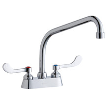 ELKAY  LK406HA10T4 4" Centerset with Exposed Deck Faucet with 10" High Arc Spout 4" Wristblade Handles Chrome
