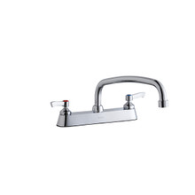 ELKAY  LK810AT12L2 8" Centerset with Exposed Deck Faucet with 12" Arc Tube Spout 2" Lever Handles Chrome