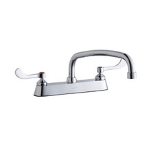 ELKAY  LK810AT12T4 8" Centerset with Exposed Deck Faucet with 12" Arc Tube Spout 4" Wristblade Handles Chrome