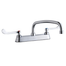 ELKAY  LK810AT12T6 8" Centerset with Exposed Deck Faucet with 12" Arc Tube Spout 6" Wristblade Handles Chrome