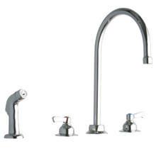 ELKAY  LK801GN08L2 8" Centerset with Concealed Deck Faucet with 8" Gooseneck Spout 2" Lever Handles with Side Spray Chrome