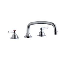 ELKAY  LK800AT14L2 8" Centerset with Concealed Deck Faucet with 14" Arc Tube Spout 2" Lever Handles Chrome