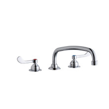ELKAY  LK800AT14T4 8" Centerset with Concealed Deck Faucet with 14" Arc Tube Spout 4" Wristblade Handles Chrome