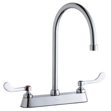 ELKAY  LK810GN08T4 8" Centerset with Exposed Deck Faucet with 8" Gooseneck Spout 4" Wristblade Handles Chrome