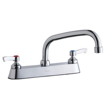 ELKAY  LK810AT08L2 8" Centerset with Exposed Deck Faucet with 8" Arc Tube Spout 2" Lever Handles Chrome