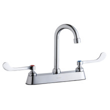 ELKAY  LK810GN04T6 8" Centerset with Exposed Deck Faucet with 4" Gooseneck Spout 6" Wristblade Handles Chrome