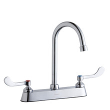 ELKAY  LK810GN05T4 8" Centerset with Exposed Deck Faucet with 5" Gooseneck Spout 4" Wristblade Handles Chrome