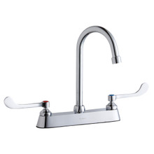 ELKAY  LK810GN05T6 8" Centerset with Exposed Deck Faucet with 5" Gooseneck Spout 6" Wristblade Handles Chrome