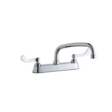 ELKAY  LK810AT10T4 8" Centerset with Exposed Deck Faucet with 10" Arc Tube Spout 4" Wristblade Handles Chrome