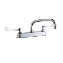 ELKAY  LK810AT10T6 8" Centerset with Exposed Deck Faucet with 10" Arc Tube Spout 6" Wristblade Handles Chrome