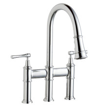 ELKAY  LKEC2037CR Explore Three Hole Bridge Faucet with Pull-down Spray and Lever Handles Chrome