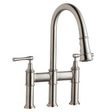 ELKAY  LKEC2037LS Explore Three Hole Bridge Faucet with Pull-down Spray and Lever Handles Lustrous Steel