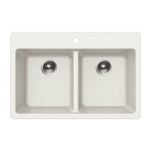HamatUSA  SIO-2917DT-WH Granite Topmount 50/50 Double Bowl Kitchen Sink, White