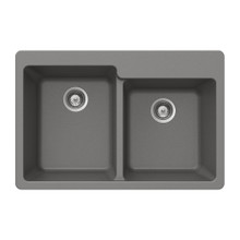 HamatUSA  SIO-3322DTR-SL Granite Topmount 60/40 Double Bowl Kitchen Sink, Slate