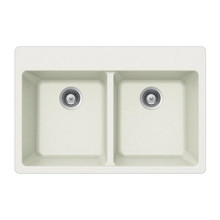 HamatUSA  SIO-3322DT-WH Topmount 50/50 Double Bowl Kitchen Sink, White