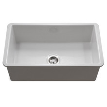 HamatUSA  CHE-3219SU-WH Undermount Fireclay Single Bowl Kitchen Sink, White
