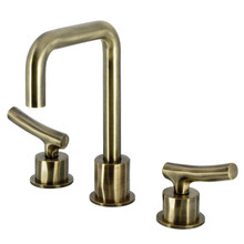 Kingston Brass  KS1453TKL Hallerbos Widespread Bathroom Faucet with Push Pop-Up, - Antique Brass