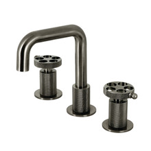 Kingston Brass  KS141BSSRKX Webb Widespread Bathroom Faucet with Push Pop-Up, Black Stainless
