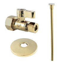 Kingston Brass  KF53352TKF20 Toilet Supply Kit, 5/8" OD x 3/8" OD Comp Straight Valve, - Polished Brass