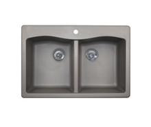 Swanstone QZ03322ED.173 22 x 33 Granite Drop in Double Bowl Sink in Metallico
