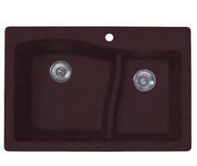 Swanstone QZ03322LS.170 22 x 33 Granite Drop in Double Bowl Sink in Espresso