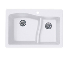 Swanstone QZ03322LS.210 22 x 33 Granite Drop in Double Bowl Sink in Opal White