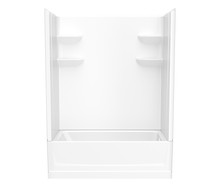 Swanstone  VP6030CTSM2L.018 60 x 30 Solid Surface Alcove Left Hand Drain Four Piece Tub Shower in Bisque
