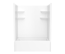 Swanstone  VP6032CTSMIN2L.010 60 x 32 Solid Surface Alcove Left Hand Drain Four Piece Tub Shower in White
