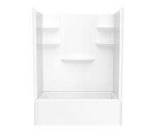 Swanstone  VP6032CTSMINAL.010 60 x 32 Solid Surface Alcove Left Hand Drain Four Piece Tub Shower in White
