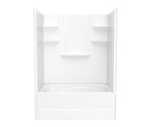 Swanstone  VP6042CTSML.010 60 x 42 Solid Surface Alcove Left Hand Drain Four Piece Tub Shower in White
