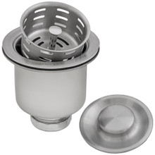 Ruvati  Deep Basket Strainer Drain for Kitchen Sinks all Metal with Stopper 3-1/2 inch - Stainless Steel - RVA1027ST