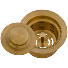 Ruvati  Extended Garbage Disposal Flange with Deep Basket and Stopper - Brushed Gold Satin Brass - RVA1052GG
