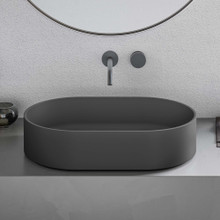 Ruvati  23-inch Matte Black epiStone Solid Surface Modern Bathroom Vessel Sink - RVB2550BK