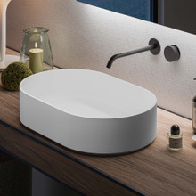 Ruvati  23-inch Matte White epiStone Solid Surface Modern Bathroom Vessel Sink - RVB2550WH