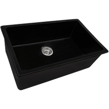 Ruvati  30-inch Fireclay Undermount / Drop-in Topmount Kitchen Sink Single Bowl - Glossy Black - RVL3030BK