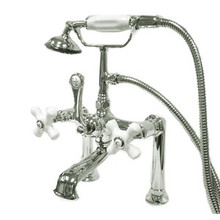 Kingston Brass Deck Mount Clawfoot Tub Filler Faucet with Hand Shower - Polished Chrome