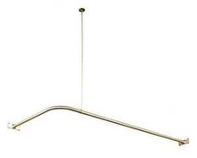 Kingston Brass CC3148 Wall Mount L Shape 62" x 28" Shower Curtain Rod with Ceiling Support - Satin Nickel