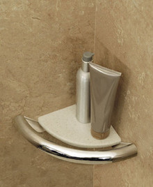 HealthCraft Invisia INV-CS-ORB Bathroom Corner Shelf with Integrated Support Rail Grab Bar - Oil Rubbed Bronze