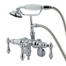 Kingston Brass Adjustable 3-3/8" - 10" Center Wall Mount Clawfoot Tub Filler Faucet with Hand Shower - Polished Chrome