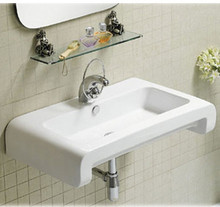 Whitehaus WHKN1130 28" Isabella Wall Mount  Bathroom Sink With Overflow, Single Faucet Hole & Rear Center Drain - White