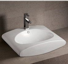 Whitehaus WHKN1098 23 5/8" Isabella Wall Mount  Bathroom Sink With Integrated Oval Bowl & Overflow & Single Faucet Hole & Rear Center Drain - White