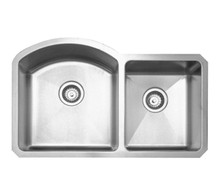 Whitehaus WHNC3220 31 7/8" Noah's Collection Chefhaus Series Double Bowl Undermount Kitchen Sink - Brushed Stainless Steel