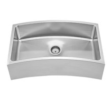 Whitehaus WHNAPCV3218 Noah's Collection Chefhaus Single Bowl Apron Undermount Curved Front Sink 31 5/8" x 18" - Brushed Stainless Steel
